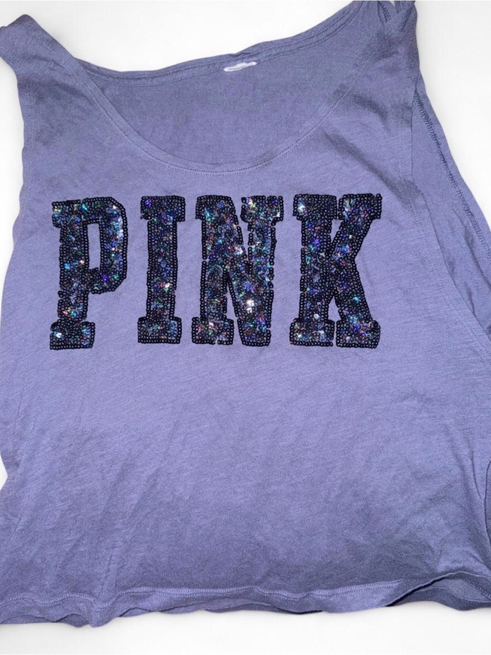 PINK Victoria's Secret Lavender Tank with Iridescent Sequin Logo